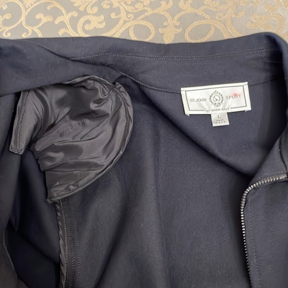 St John Sport by Marie Gray zip up jacket white stitch trim in Onyx size L - Picture 13 of 13